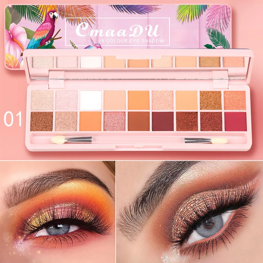 

Glitter Eyeshadow Makeup Pallete 3D stereo Shadow 18 Earth Tones Dumb Pearlluster Cool Colors Warm Colors Makeup Matte Eye shado