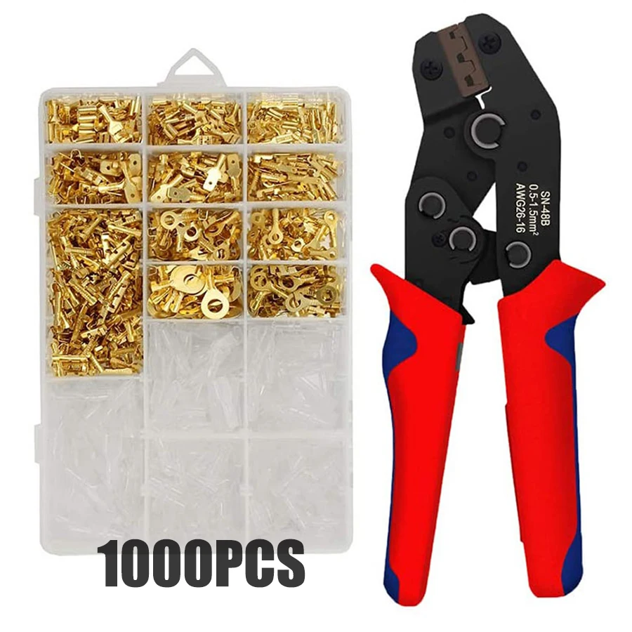 

2.8/4.8/6.3mm Crimp Terminals Insulated Male and Female Wire Connector Electrical Wire Spade Connectors Insulated Sleeves Kit