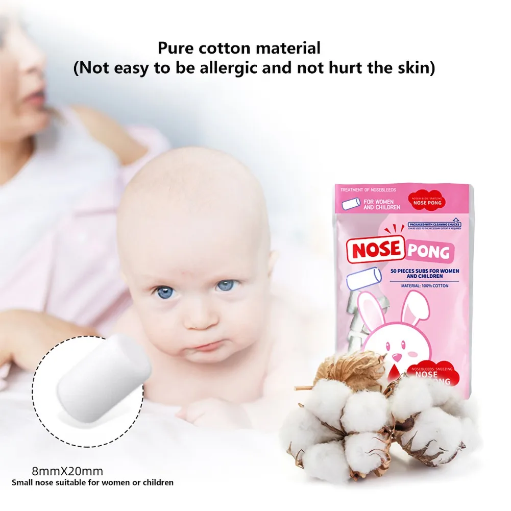 Cotton Roll For Nose Bleeding 50 Capsules Nose Blood Stop Bobbin Child Nose Bleeding Runny Spray Degreasing