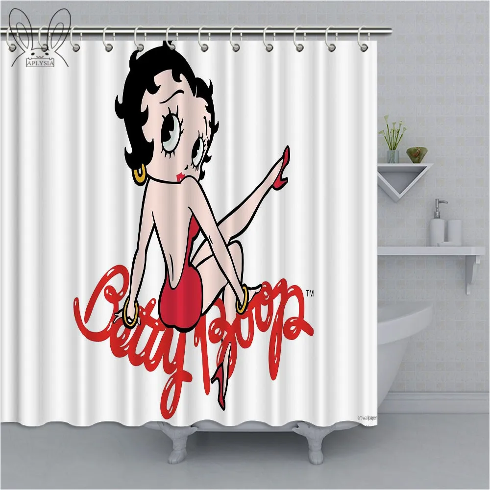 Семейный Рождественский подарок занавеска для душа Декор Сексуальная Betty Boop сердца Водонепроницаемый Ванная комната занавеска для душа с крючками