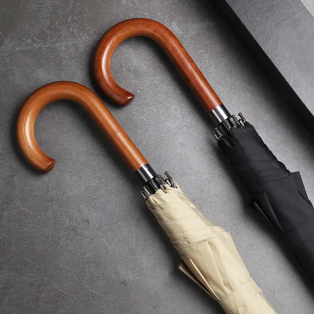 Paracaise paraguas de madera de mango largo para hombre y mujer, sombrilla a la lluvia, al estilo de negocios, automática, al viento, transparente|Paraguas| - AliExpress