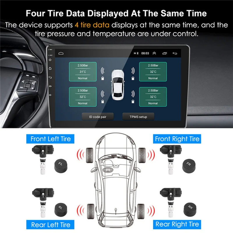 SilverStrong TPMS ڵ Ÿ̾ з 溸  ý,  Ÿ̾ з µ  ÷, 4 