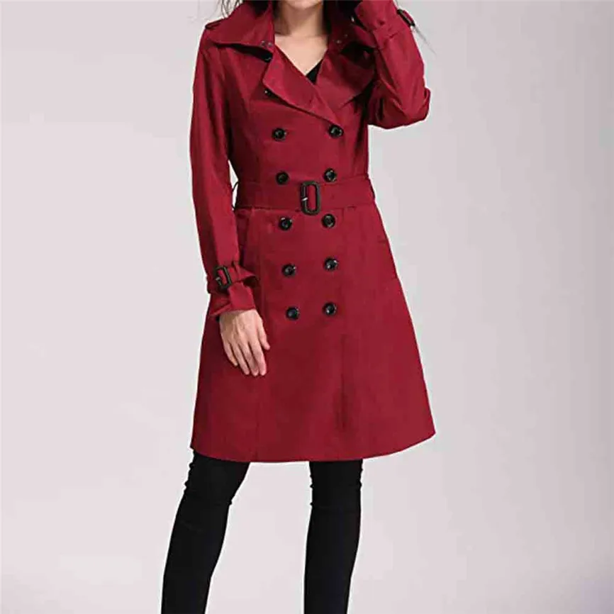 Пальто женское зимнее теплое женский пиджак двубортный тонкий длинный красный плащ женское ветрозащитное пальто