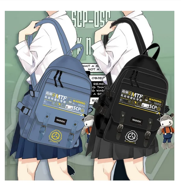 Gumstyle SCP Anime 15.6 Laptop Backpack Flip-top Rucksack with USB Charging Port Schoolbag and Pencil Case Set 