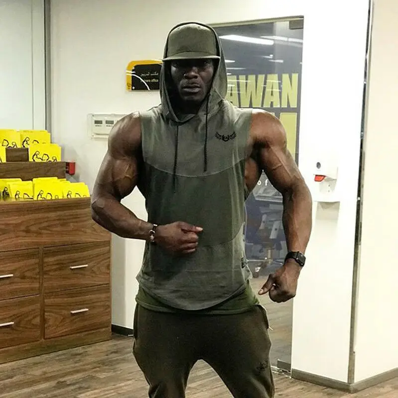 Army green Мужские толстовки для бега, майка для мужчин, жилет, спортивная одежда для бокса, футболка без рукавов, Мужские боксерские майки, тренировочная безрукавка для мышц, Мужская футболка - Цвет: Army green