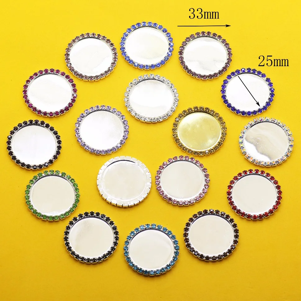LKERAN 100Pcs/lot 25mm/1 inch Metal Rhinestone Button Bottle Cap Tray 16 colors Crystal DIY Handmade Craft Decoration Accessorie 3