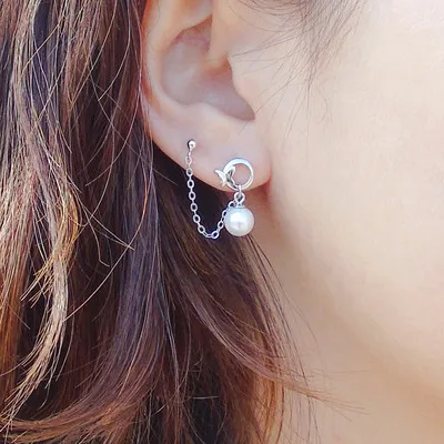 Новые Двойные серьги с отверстиями для ушей блестящие серебряные короткие