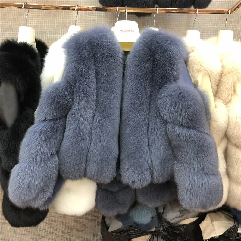  2019 New Women Luxury Fox Fur Coat High Quality Female Natural Fur Jackets Winter Warm Fur Outerwea