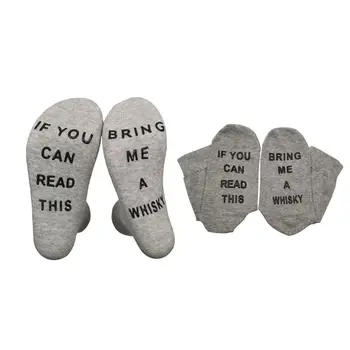

Women Men Novelty Funny Non-Skid Crew Socks If You Can Read This Whisky Hosiery F3MD
