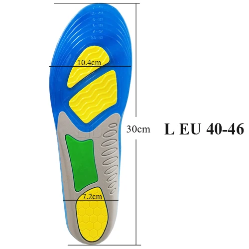 Высококачественные силиконовые гелевые стельки для ухода за ногами для подошвенного фасциита, ортопедические массажные вставки для обуви, амортизирующие стельки для обуви - Цвет: L EU 40-46  30cm