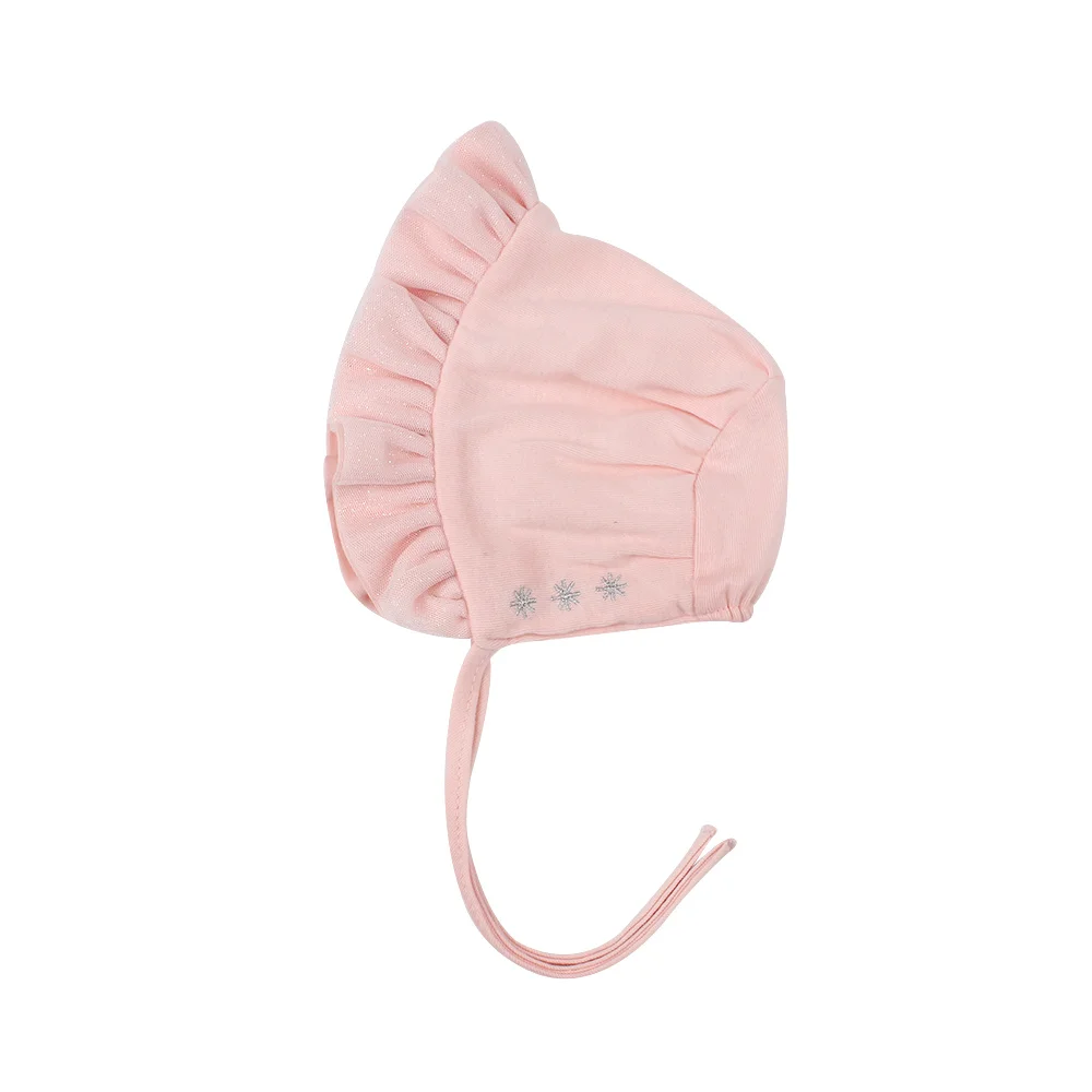 Pink Хлопковые детские вязаные шапочки для новорожденных мальчиков и девочек, мягкая Кепка с черепом, весенне-Осенняя детская Ночная Кепка, ветрозащитные теплые Chinstrap - Цвет: Pink