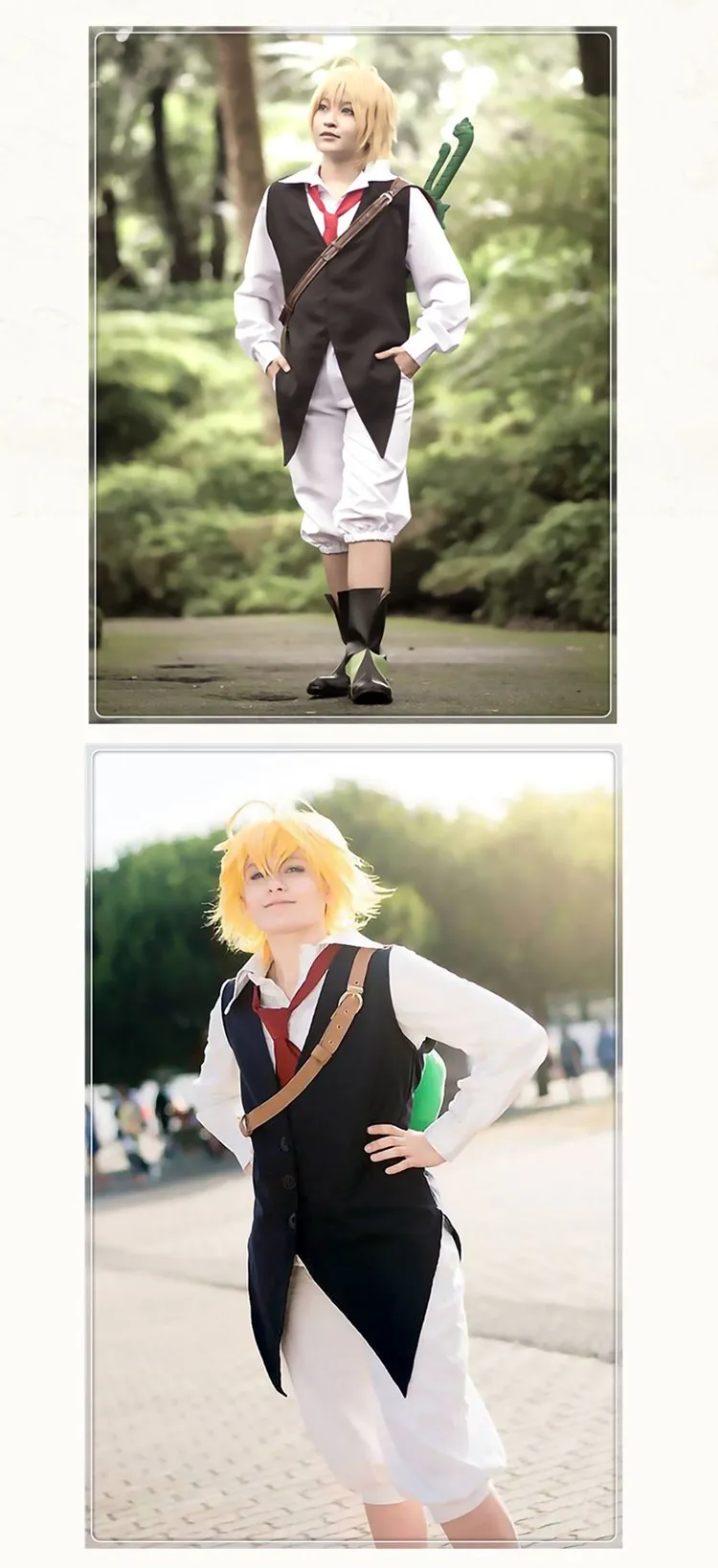 The Seven Deadly Sins, аниме, Meliodas Dragon's Sin of Wrath, карнавальный костюм, полный комплект, Униформа, рубашка+ жилет+ штаны+ галстук, парик