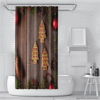 

Hotsale Shower Curtains Creative Christmas Design Bathroom Decor Waterproof Bathroom Curtain with Hook Rings For Kids Adult