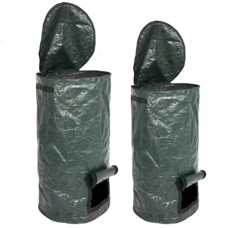 Reuseable large Garden Storage Bag Leaf collect Waste bins Yard Compost Bag Lid Composter for Fruit Kitchen Waste plastic garden waste bag
