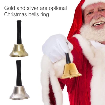 

Metal Christmas Hand Bel With Wooden Handle Xmas New Year Santa Claus Festival Party Celebrate Rattle Shop Hotel Handbell Decor