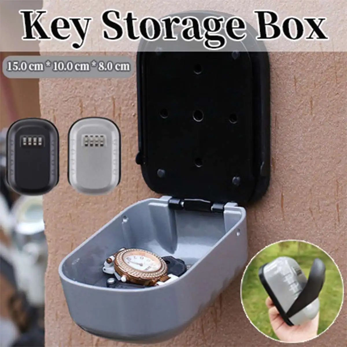 Caja de almacenamiento de llave de contraseña montada en la pared, resistente al agua, con decoración de contraseña