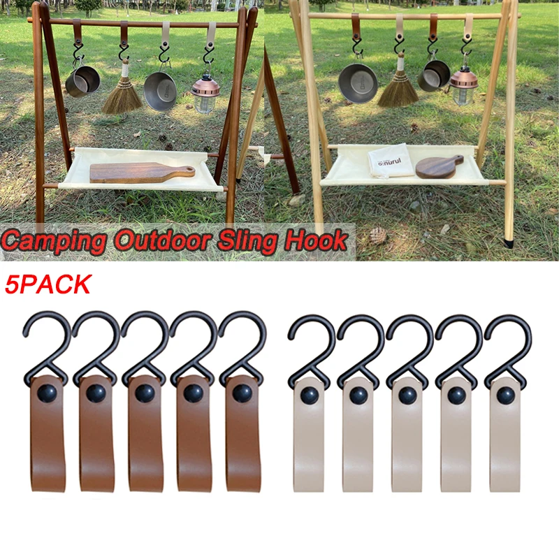 

5Pcs Outdoor Camping Triangle Bracket Pot Hanging Hook Hiking Drying Rack Clothesline Storage Hanger