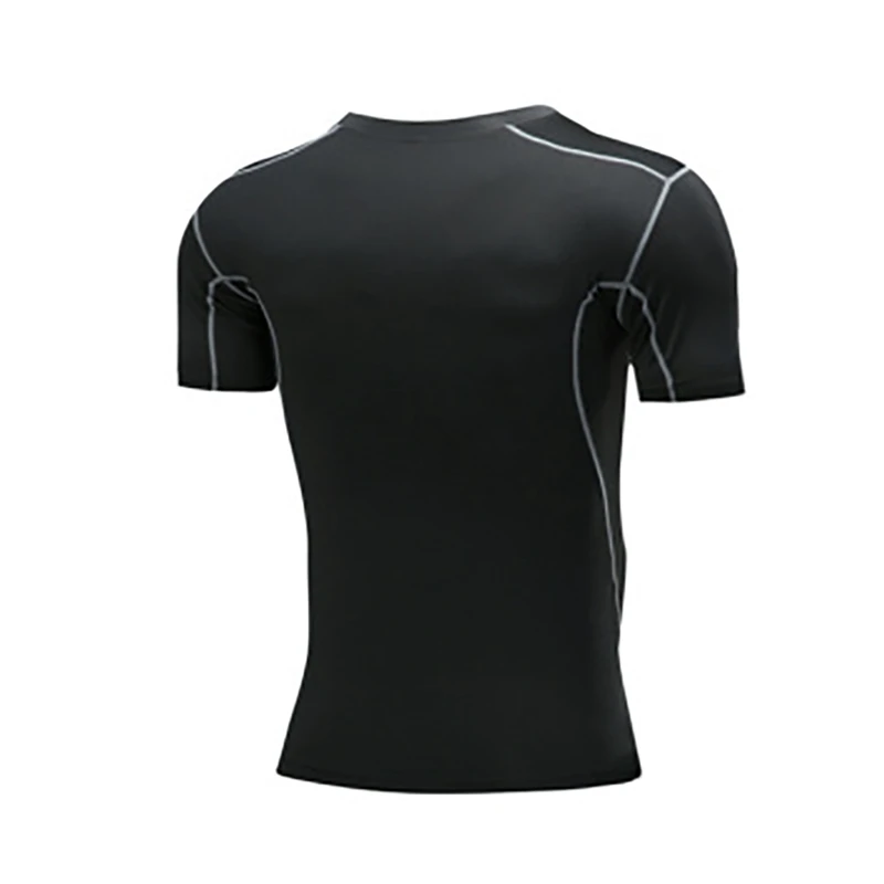 Черный Спортивная одежда для занятий в тренажерном зале Фитнес футболка Для мужчин с коротким рукавом обтягивающая футболка для бега Мужская спортивная одежда Новинка
