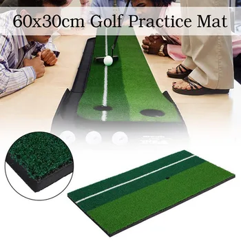 

60x30cm Backyard Golf Mat Hitting Swing Practice Pad Foldable Indoor Outdoor Training Mat Rubber Aiming Line Tee Slot