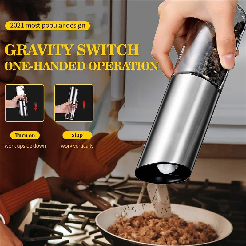 Electric Pepper Grinder USB Rechargeable Automatic Pepper Salt Mill Grinder  with LED Light Quick Charging Grinder Kitchen Tools - AliExpress