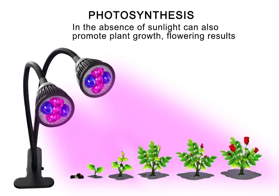 360 градусов гибкий зажим светодиодный Grow светильник полный спектр US EU Plug роста растений светильник 10W Фито лампа для семена цветов растений Вег