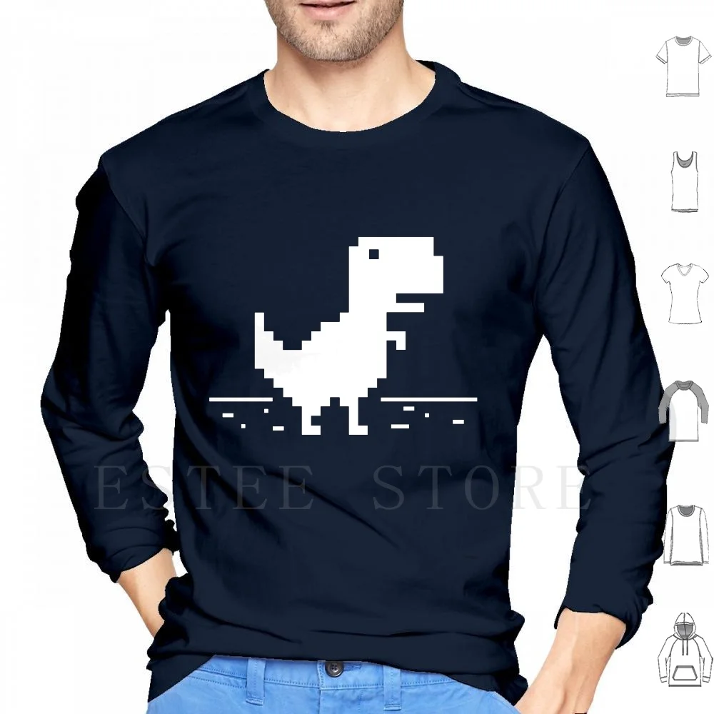  You Are Offline T-Rex [Dino Run] Pixel Art Dinosaur Game  Sweatshirt : Clothing, Shoes & Jewelry