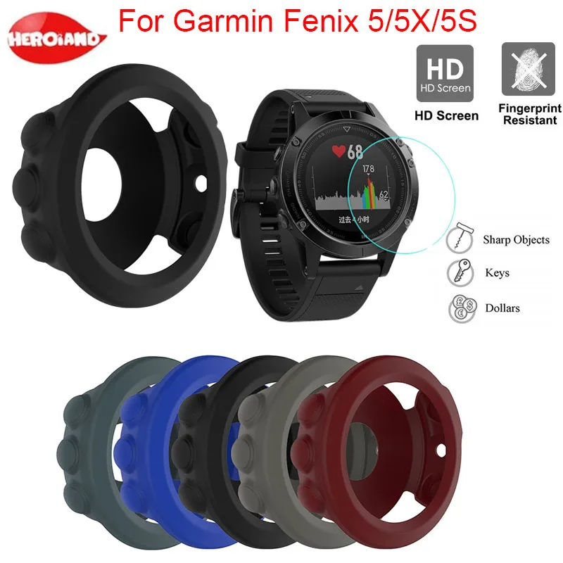 

2pc Soft TPU Screen Protector Cover Clear Protective Film Guard For Garmin Fenix 5/5S/5X Plus Silicone Protective Case Covers