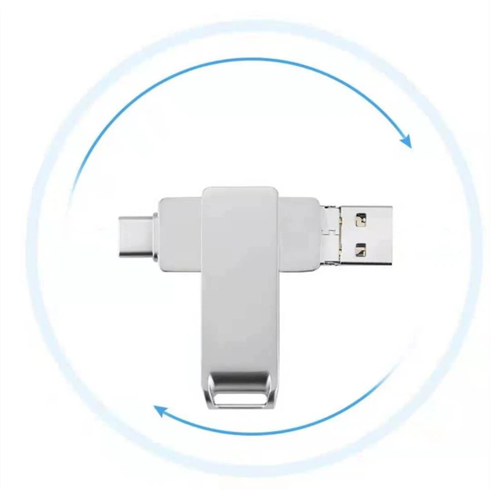 Metal 360 graus que gerenciam o logotipo feito sob encomenda da movimentação do flash de alta velocidade usb3.1/iphone/android/tipo-c 4 computador
