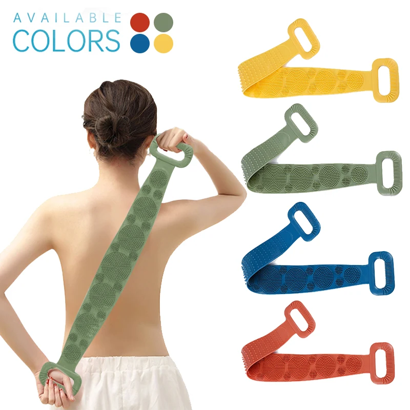 

Silicone Brushes Bath Towels Scrubber Bath Long Rubbing Back Mud Peeling Towel Body Massage Shower Skin Clean Shower Brush CSV