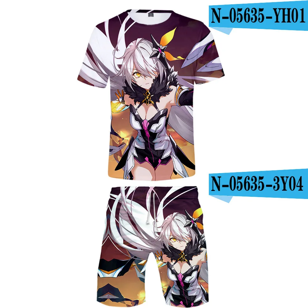 Honkai Impact 3 печатных 3D Для женщин/Для мужчин, детский комплект одежды из двух предметов, Модный летний топ+ шорты Лидер продаж kpop уличная одежда - Цвет: 8