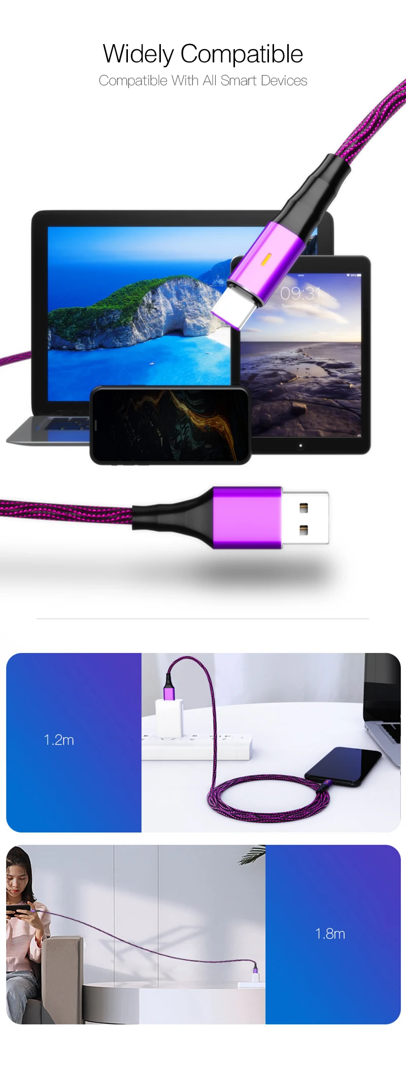 Usb type-C кабель для samsung S10 S9 S8 Быстрая зарядка type-C мобильный телефон кабель для зарядки данных для huawei P30 Pro USB C кабель