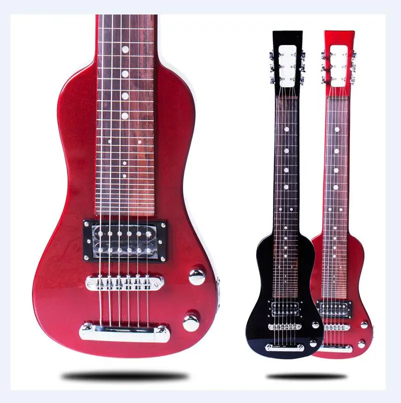 Glossy hawaii electric guitar black lap steel guitar mini 6 strings