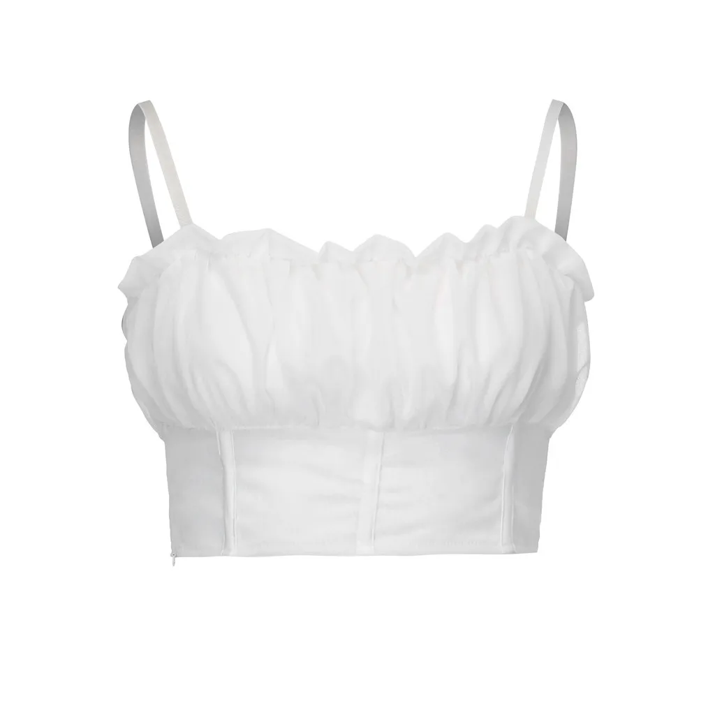 15# Новое поступление летние майки Модные женские сексуальные перспектива Ruched Короткие с открытыми плечами майки топы жилет