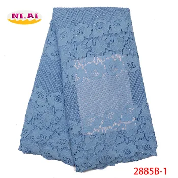 

Best Selling Nigerian Cord Lace Fabric With Stones High Quality African Sky Blue Nigerian Wedding Lace Fabric 5yards NA2885B-2