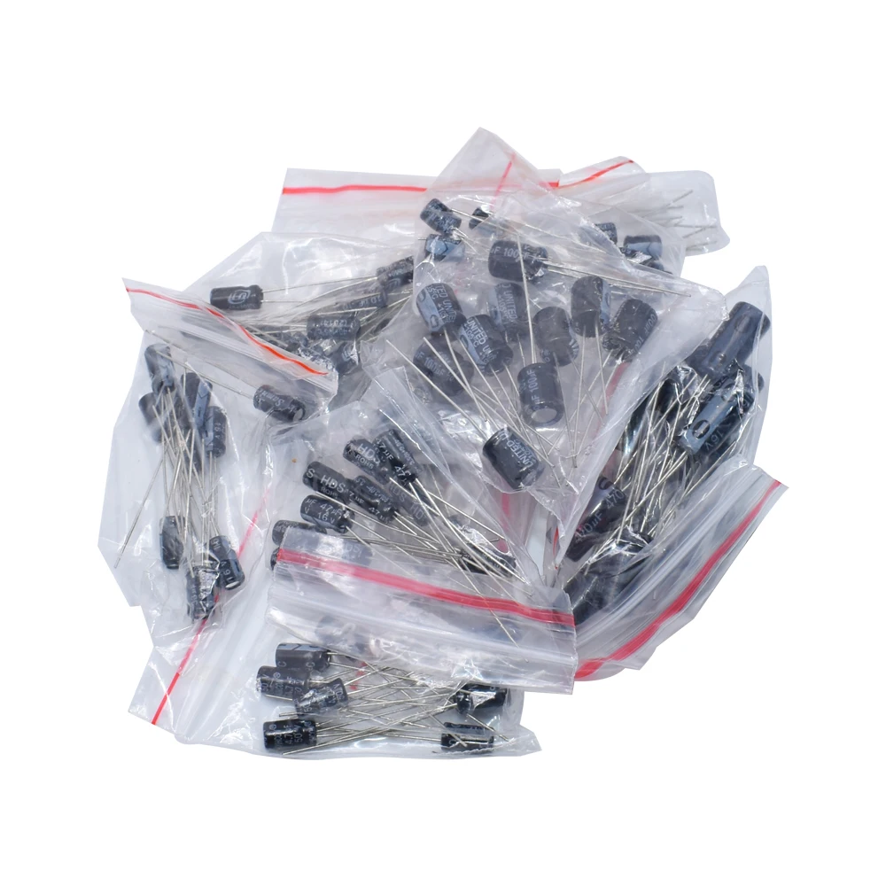 5PCS Electrolytic Capacitor Bag  total 120pcs/12 kinds/10pcs each/1uf-470uf 