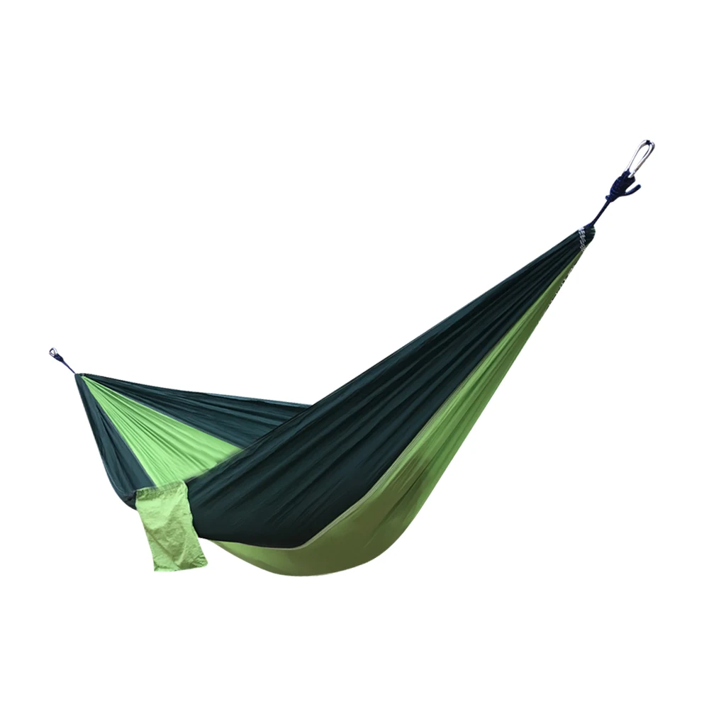 Double Person Portable Parachute Nylon Travel Camping Hammock with Climbing Rope & Carabiner 8.86 x 4.6 ft