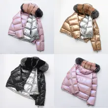 Женская зимняя куртка на утином пуху, пальто с меховым воротником, двухсторонняя Женская парка с капюшоном 40JF