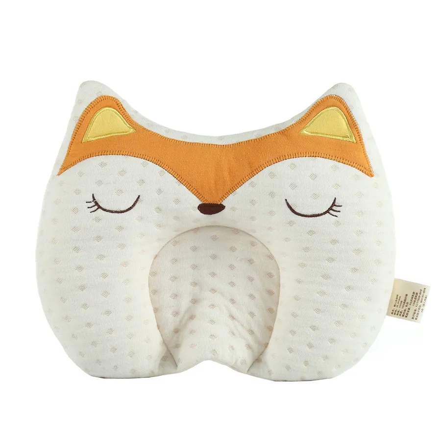 

Cartoon Fox Infant Newborn Support Prevent Anti Roll Baby Pillow Flat Head Neck Cotton Breathable Cushion Baby Pillow Latex