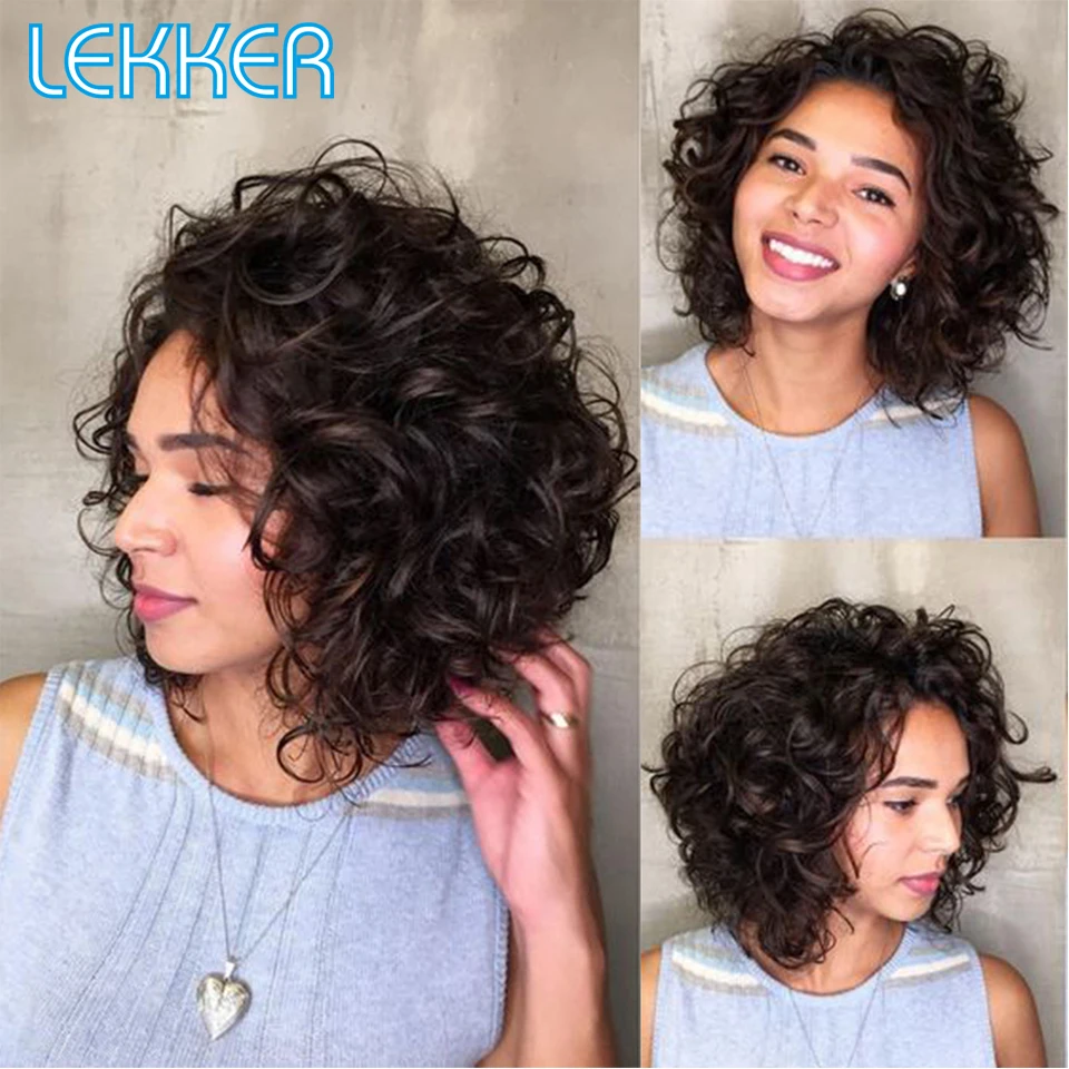 Special Offers Human-Hair Wig Short Natural-Wigs Blonde Bouncy Curl Lekker Women Bob Afro Kinky Black 8bWZwpKRxgO