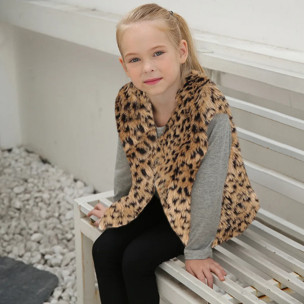Staron Kids Baby Girls Leopard Coat Jacket Autumn Winter Warmer Thick Waistcoat Outwear