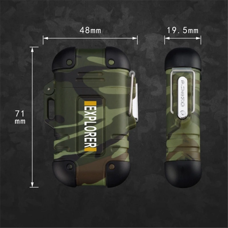 Водонепроницаемая USB плазменная зажигалка с двойной дугой для выживания на открытом воздухе, кемпинга, спортивных прикуривателей, ветрозащитные электронные зажигалки