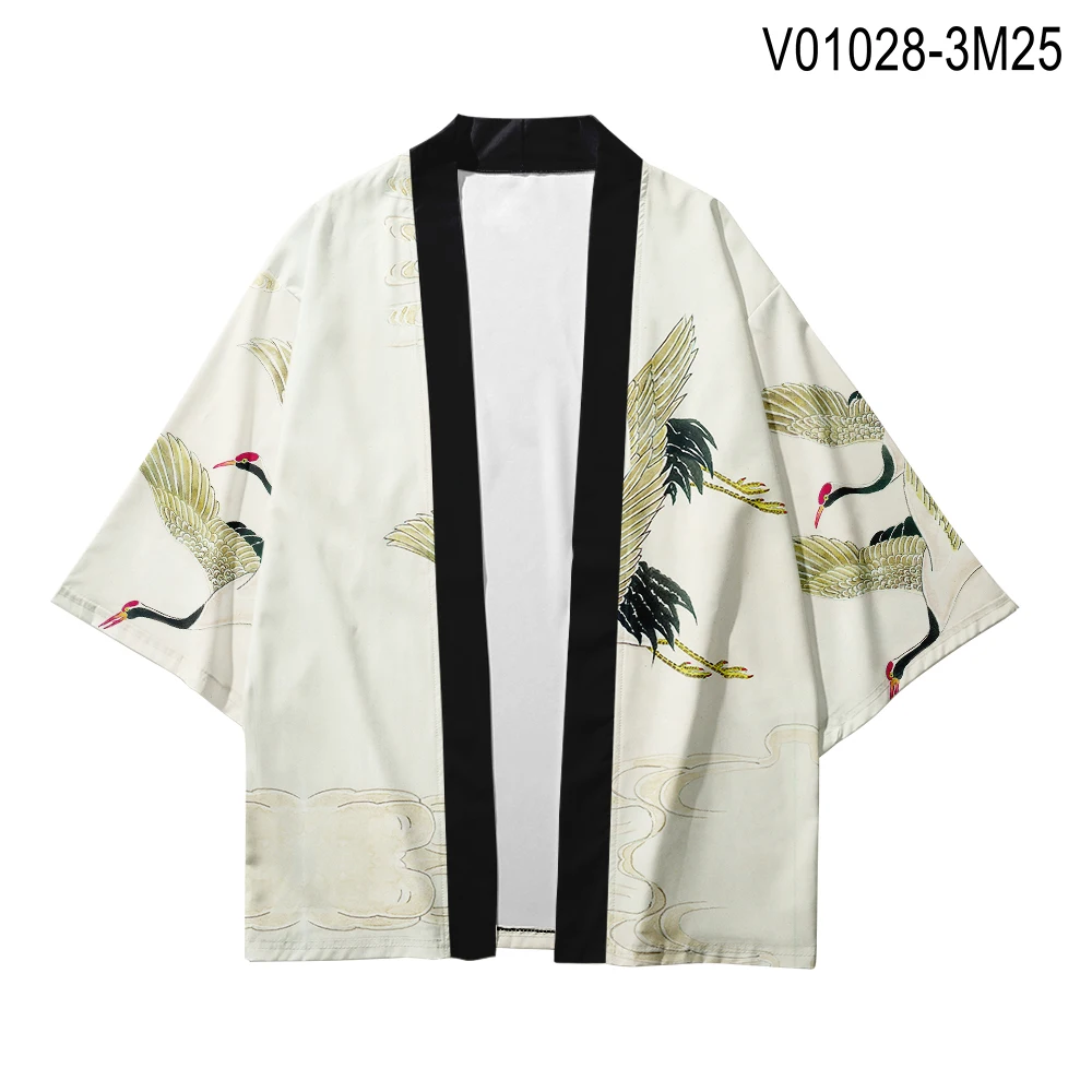 WAMNI японский Haori Yukata T рубашка-кимоно летняя 3D рубашка куртка с изображением самурая Забавный красивый цветок рукав летучая мышь Кимоно Кардиган для мужчин - Цвет: V01028