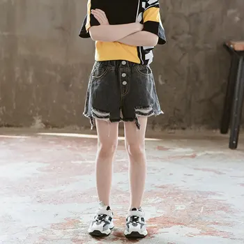 

Girls Shorts Summer Children's Shorts For Kids Hole Trousers Black Casual Ripped Hole Shorts Teenage Girl Clothes 5 6 8 10 12yrs