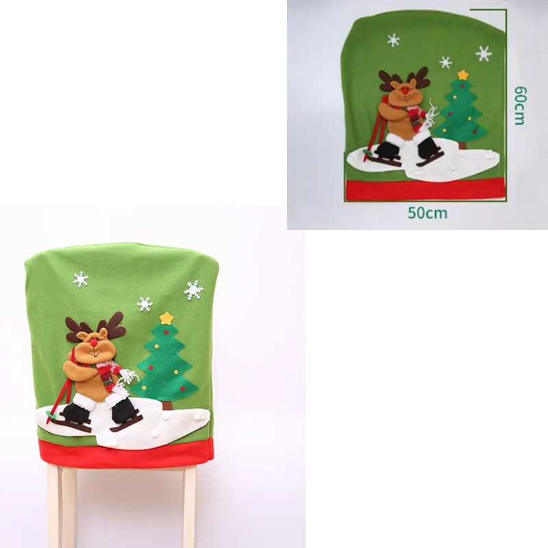 1 шт. Санта Клаус крышка стула Рождественский обеденный стол вечерние красные шляпы чехол для спинки стула рождественские украшения для дома - Цвет: skiing elk