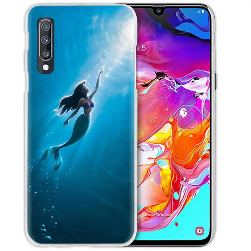 С героями мультфильмов, с рисунком «маленькая русалочка» чехол для samsung Galaxy A50 A70 A20e A80 A60 A40 A30 A20 A10 A8 A6 плюс A9 A7 жесткий чехол для телефона с рисунком в виде Coque