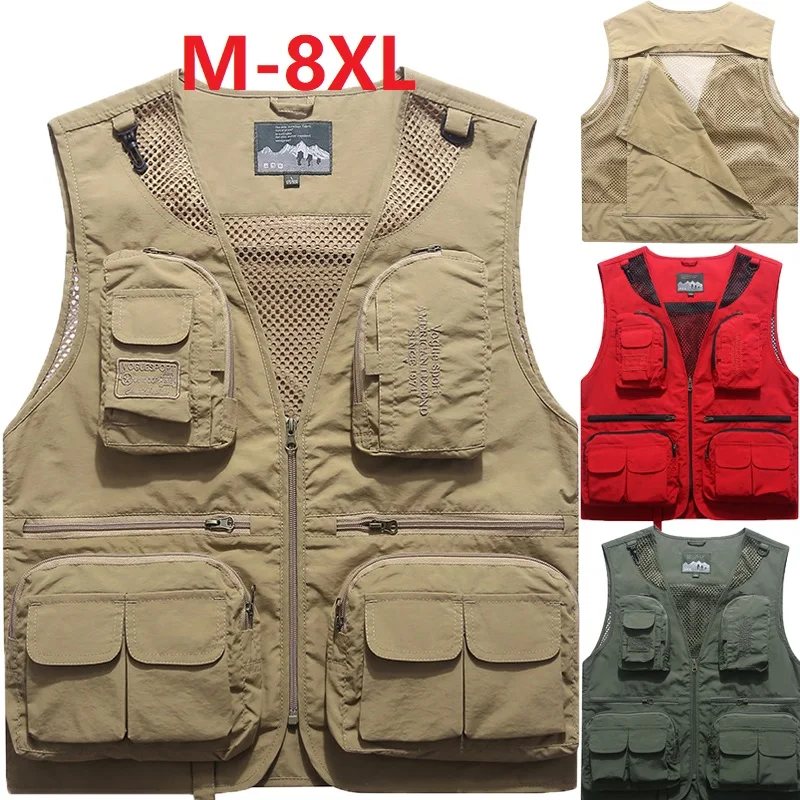 Fishing Vests Quick Dry Breathable Multi Pockets Mesh Vest Sleeveless