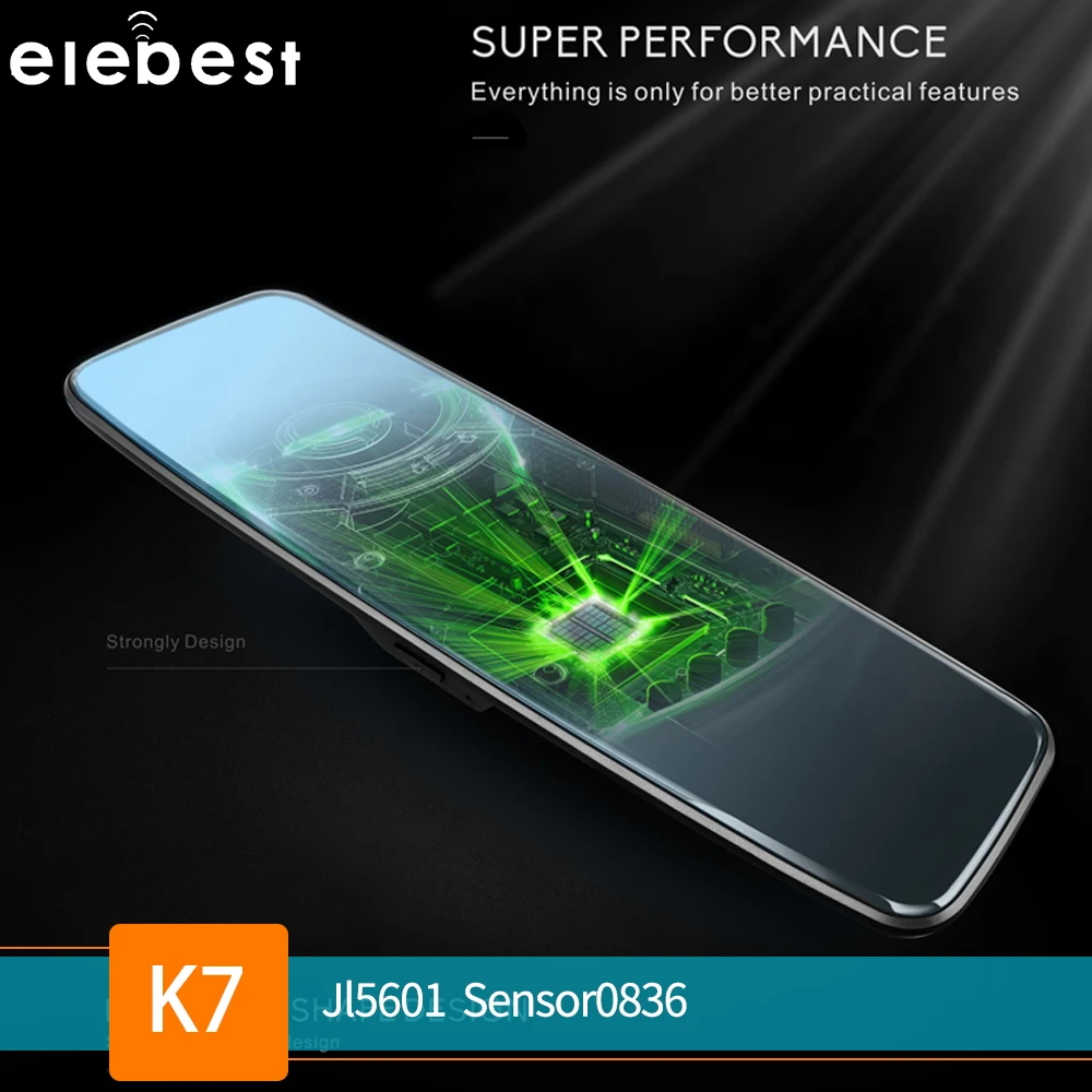 Elebest K7 10 1 дюймовый Стандартный зеркальный видеорегистратор заднего вида с двумя