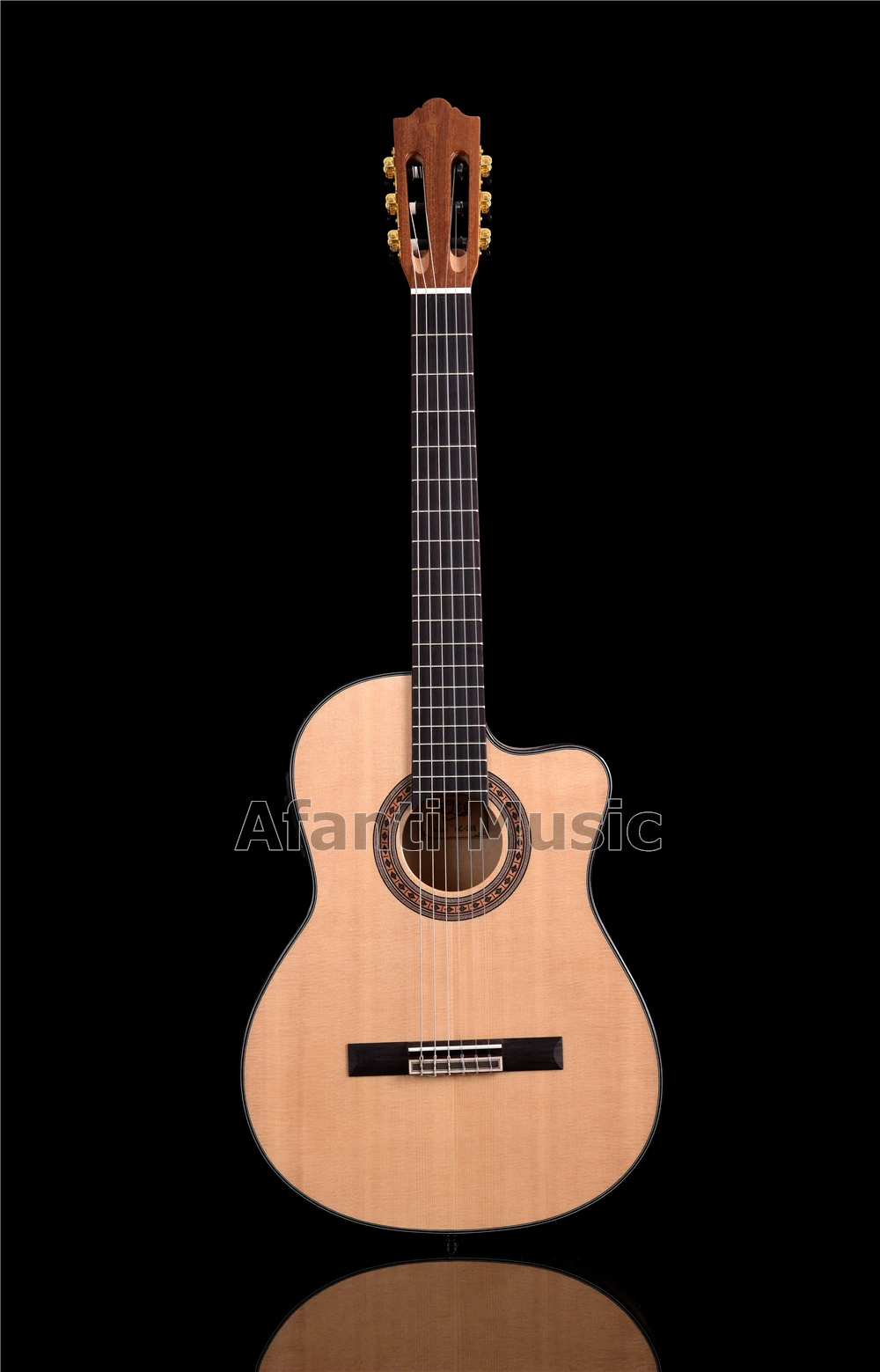 Afanti музыка 39 дюймов Твердая ель Топ Классическая гитара с эквалайзером(ACL-1202