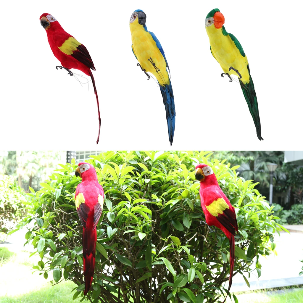 Artificial Feather Bird Large Parrot Ornament Bird Home Art Decor, Perfect prop for home, garden, yard, shop window