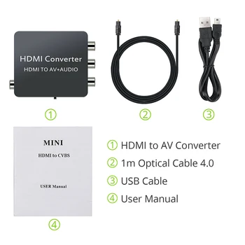 

HDMI To AV Camera DVD Composite Video Converter USB Cable 3RCA CVBS Audio VCR Toslink Spdif PAL NTSC Accessories PC Laptop